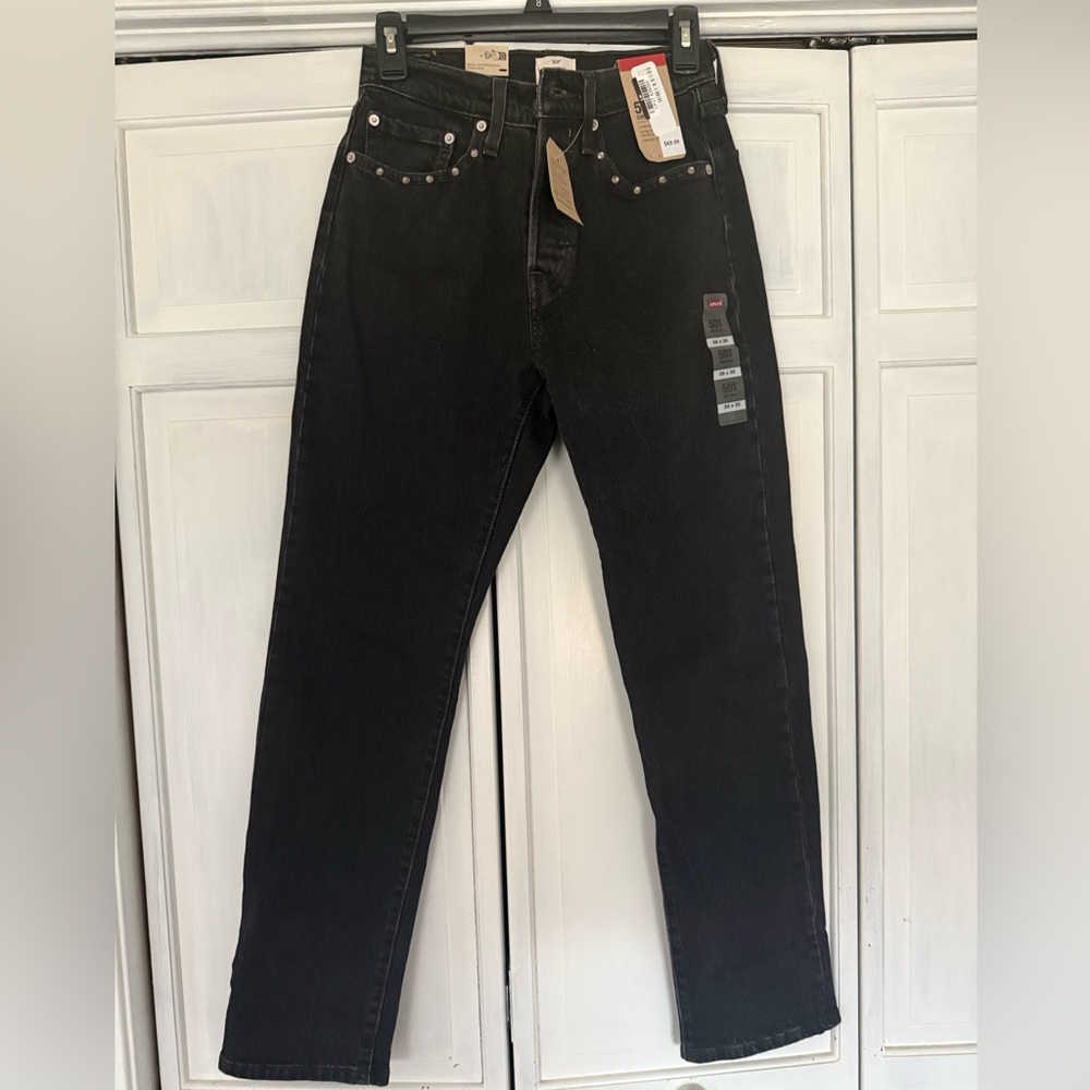 NWT Levi's Womens 501 Black Straight Jeans